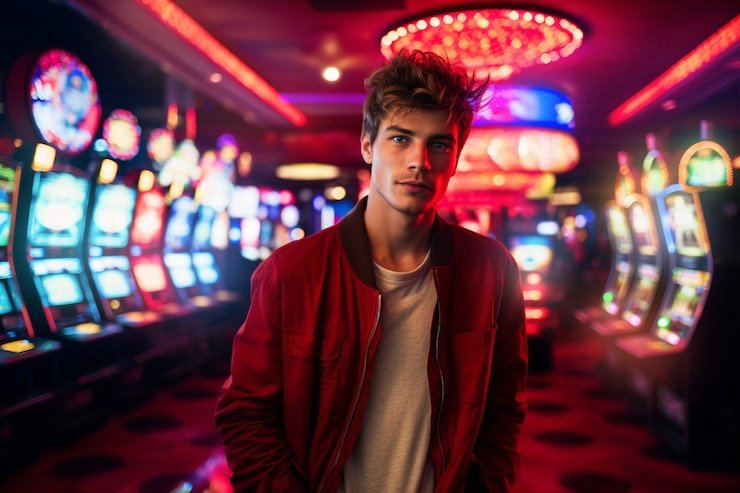 Antarmuka aplikasi mobile longing menampilkan permainan live-dealer dan slot